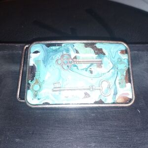 Turquoise Key Motif Belt Buckle
